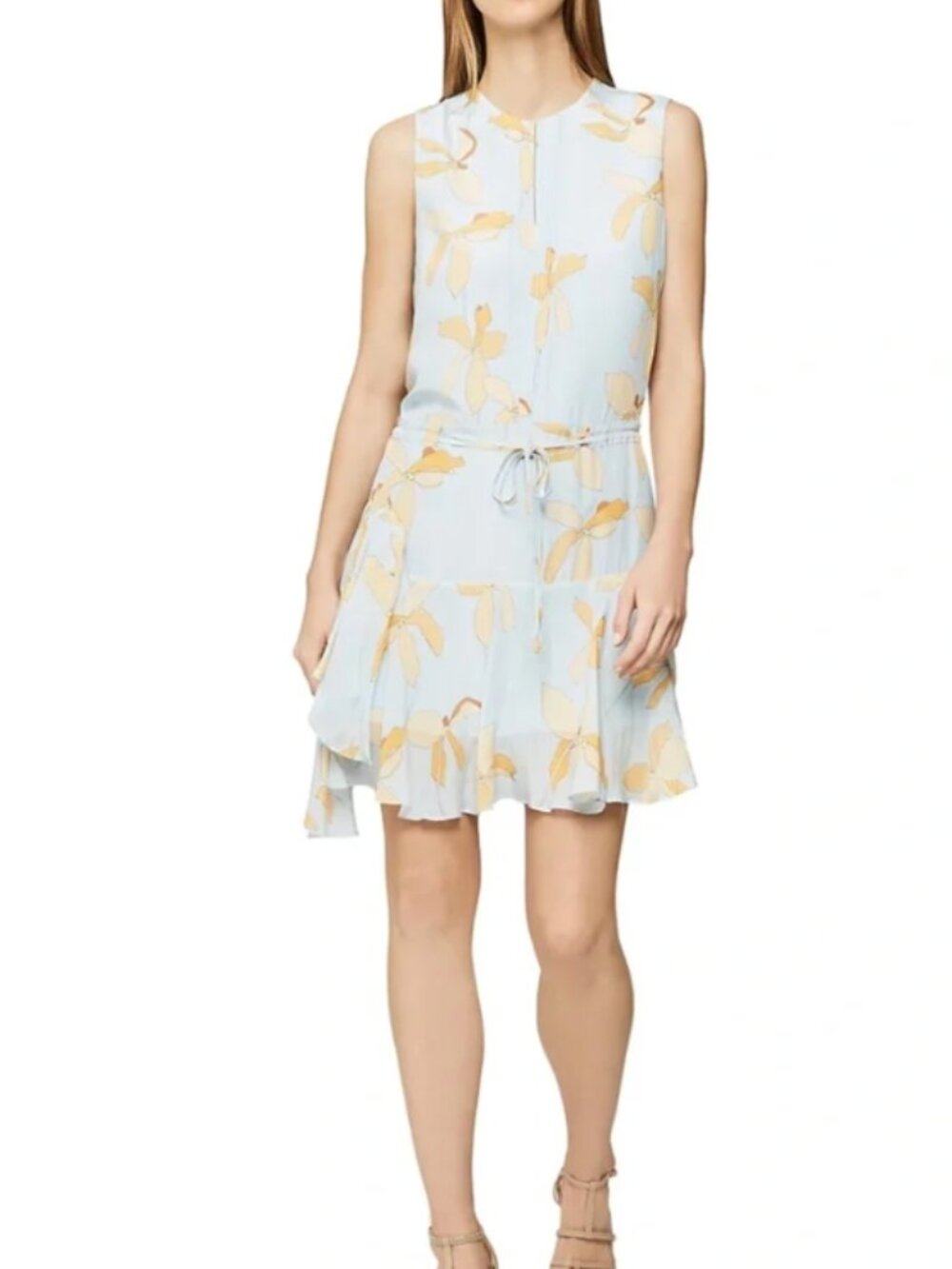 Reiss EUC Sienna Dress Light Blue Floral Size 4 US